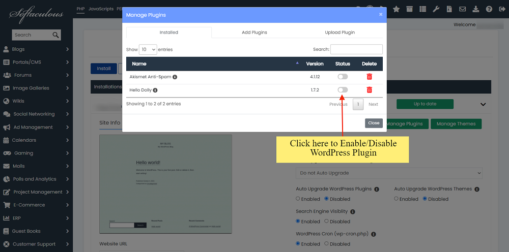 ≪Div≫Wordpress Plugins &Amp; Themes Management Made Easy With Softaculous≪/Div≫ Image 4 <div>wordpress plugins & themes management made easy with softaculous</div>