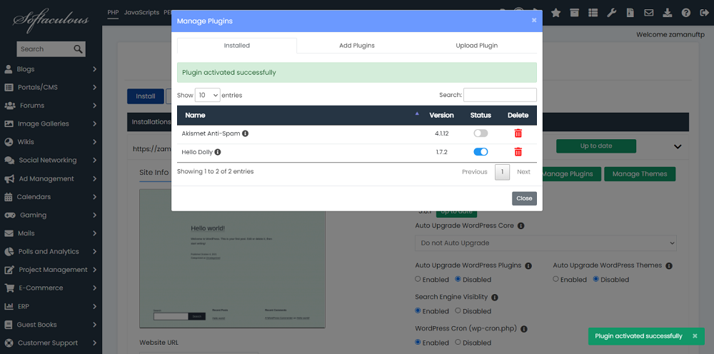 ≪Div≫Wordpress Plugins &Amp; Themes Management Made Easy With Softaculous≪/Div≫ Image 5 <div>wordpress plugins & themes management made easy with softaculous</div>