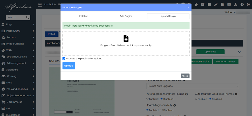 ≪Div≫Wordpress Plugins &Amp; Themes Management Made Easy With Softaculous≪/Div≫ Image 11 <div>wordpress plugins & themes management made easy with softaculous</div>