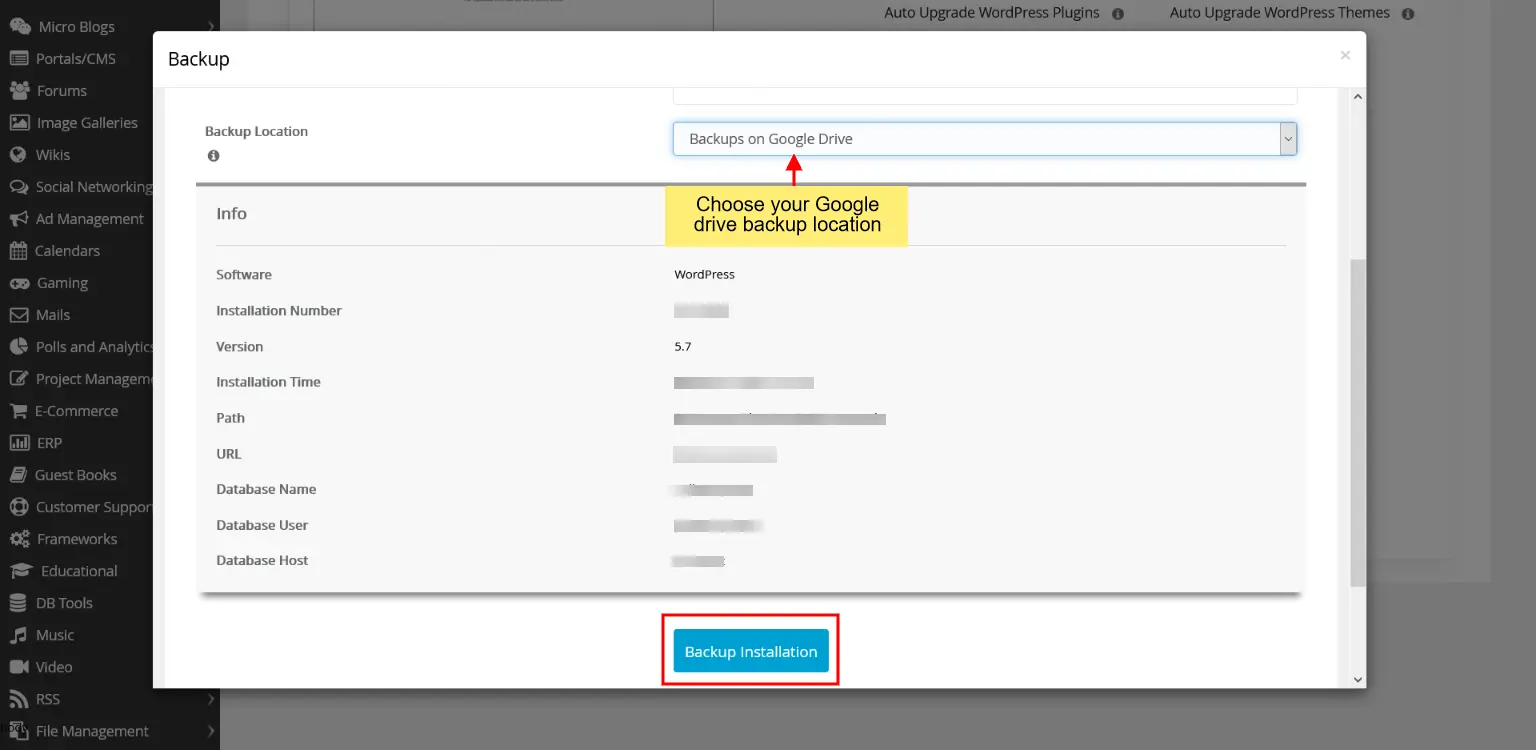 Select Google Drive Backup Location Select google drive backup location