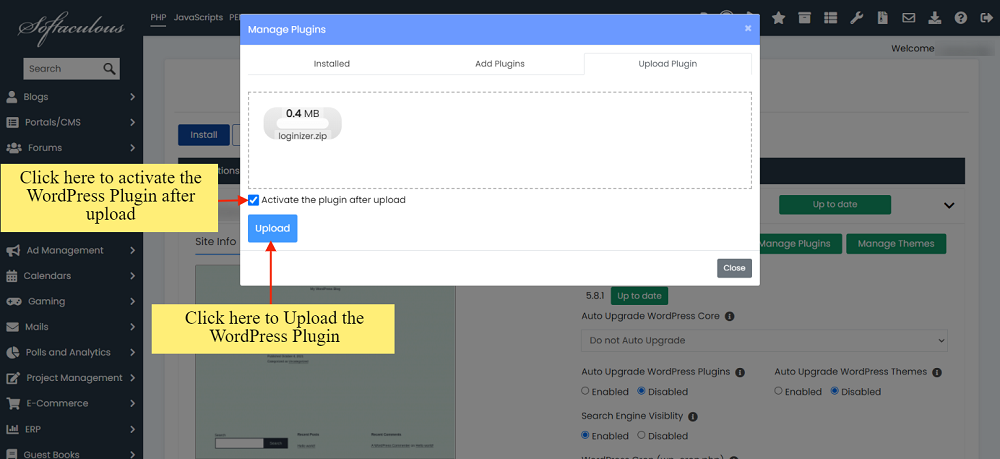 ≪Div≫Wordpress Plugins &Amp; Themes Management Made Easy With Softaculous≪/Div≫ Image 10 <div>wordpress plugins & themes management made easy with softaculous</div>