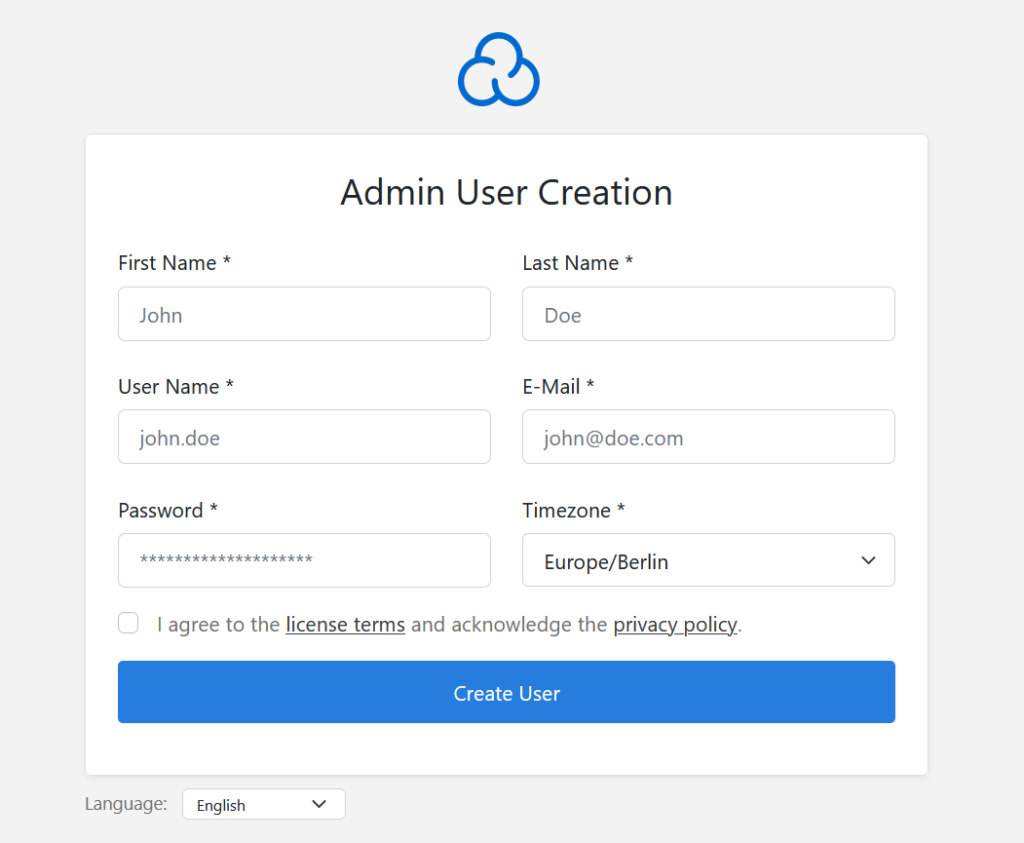 Create cloudpanel admin user