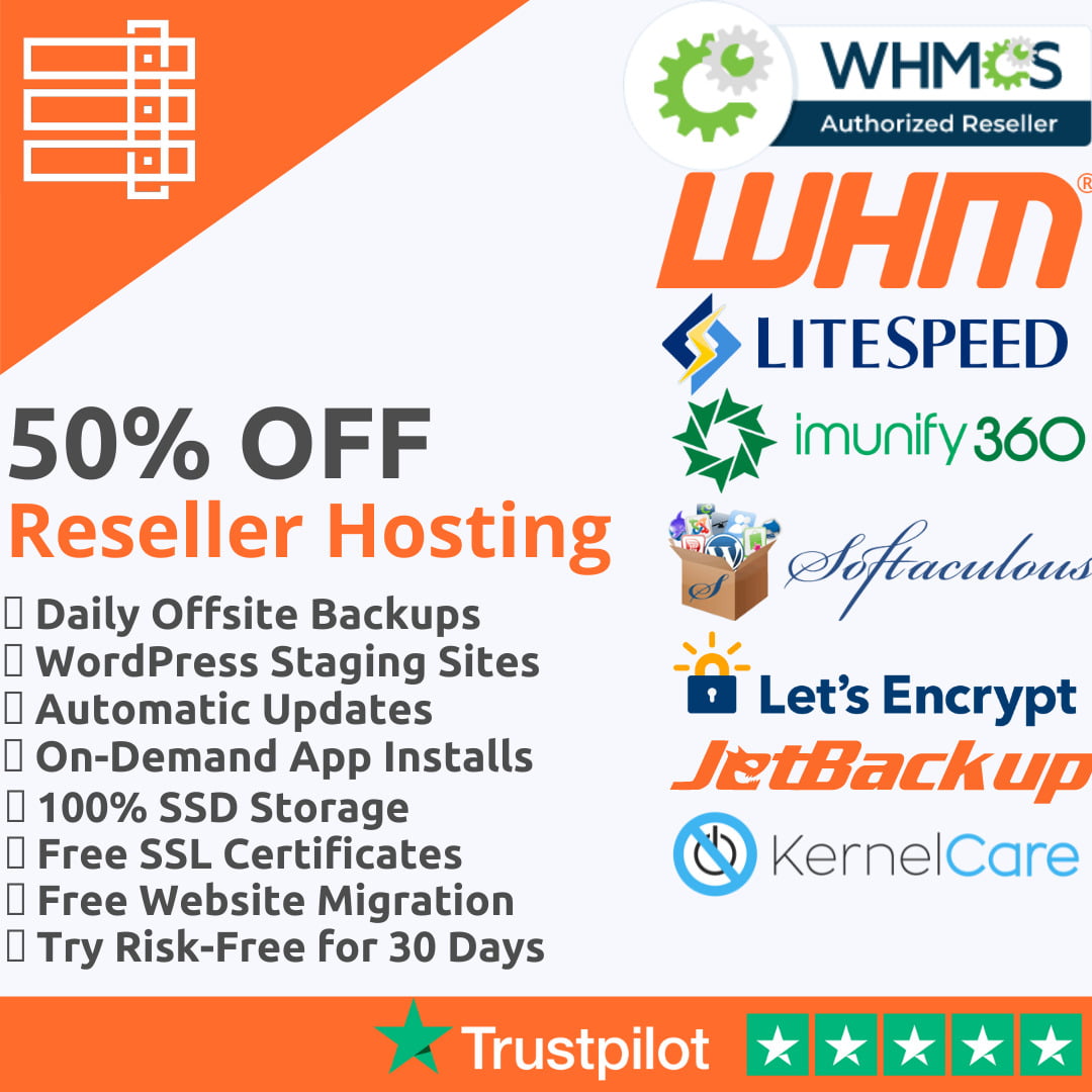 Save 50% off reseller hosting with free whmcs