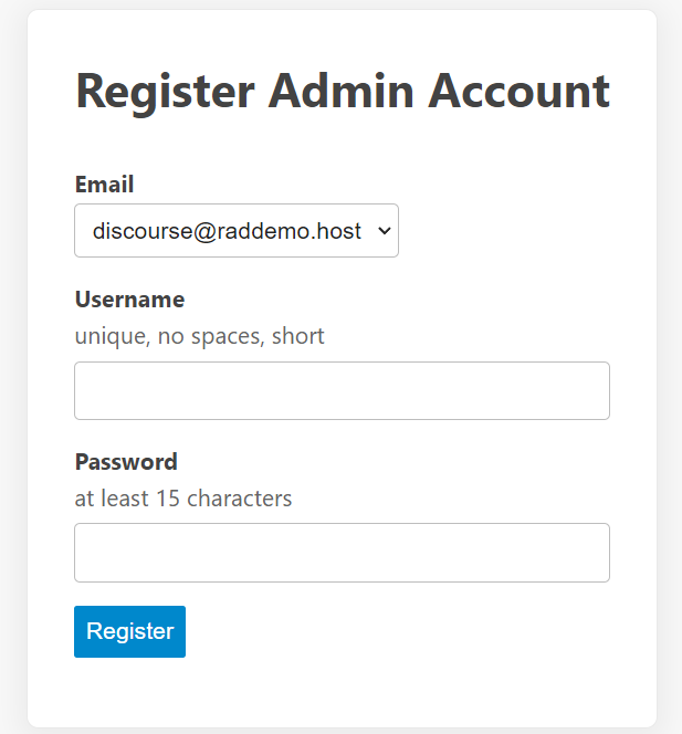 Register admin account