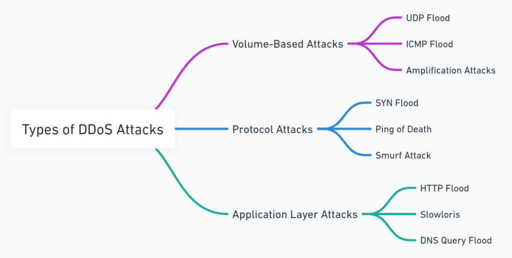 Choosing Ddos-Protected Web Hosting Services Image 1 Diagram of different types of ddos attacks