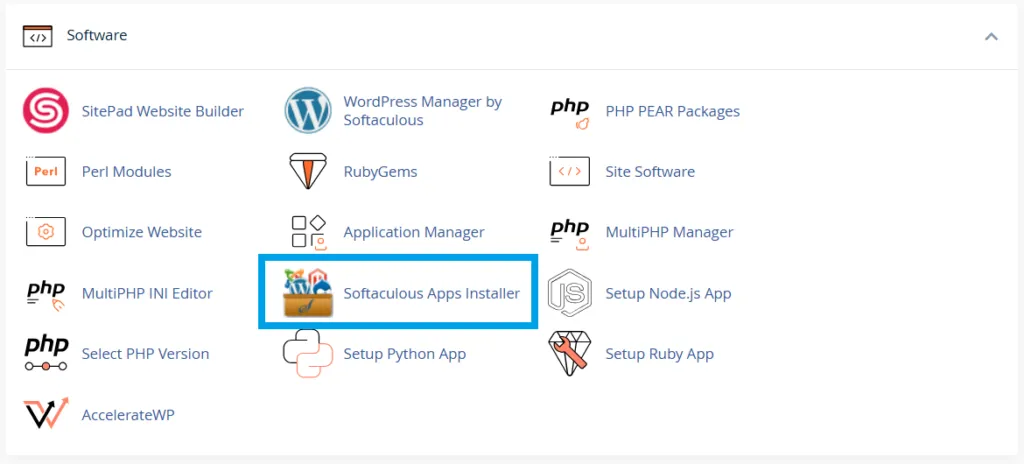 Click Softaculous Apps Installer Icon Click softaculous apps installer icon