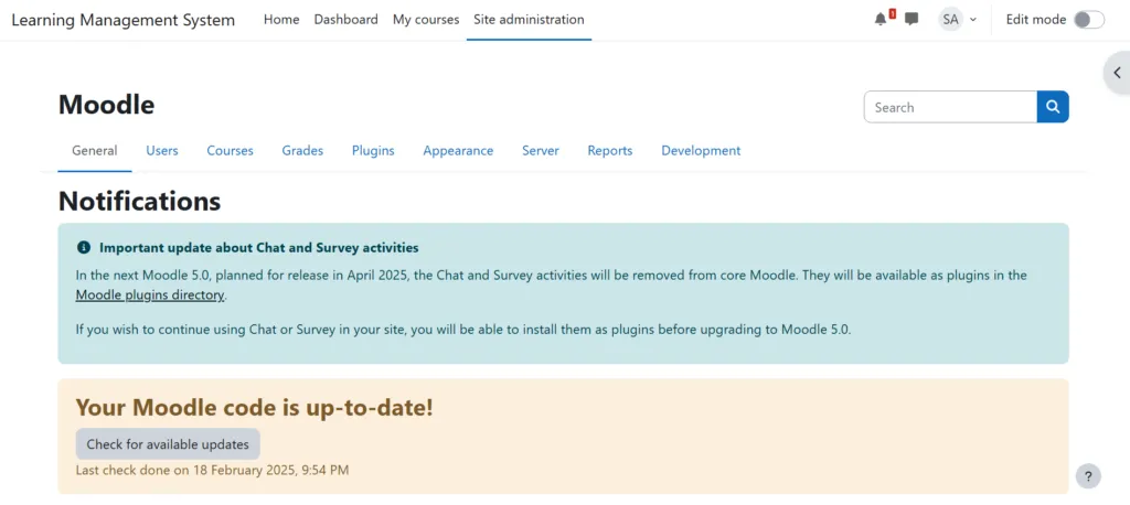 Moodle Site Administration Moodle site administration