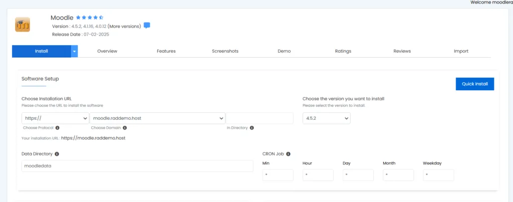 Configure Moodle Installation Details Configure moodle installation details