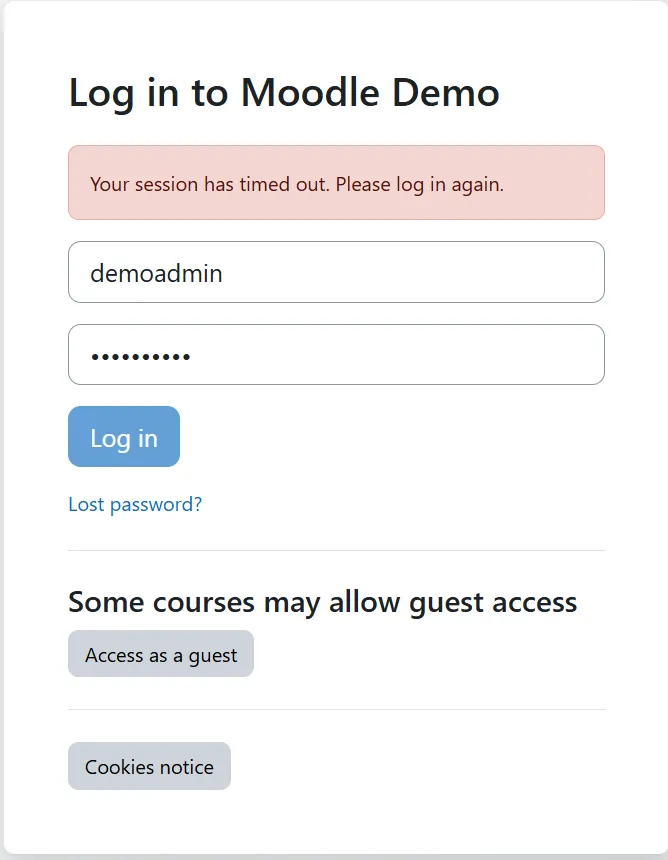 Login to moodle as admin