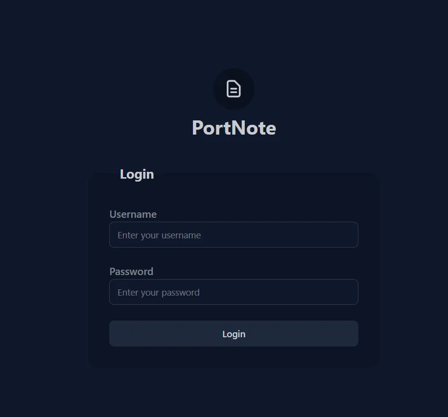 Login to portnote