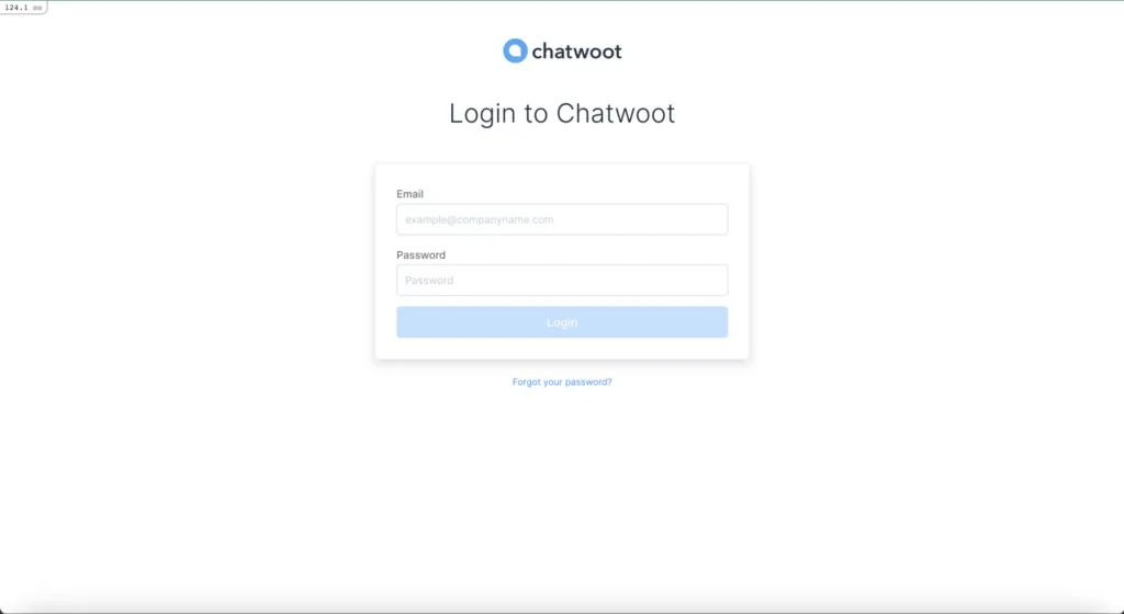 Chatwoot login screen