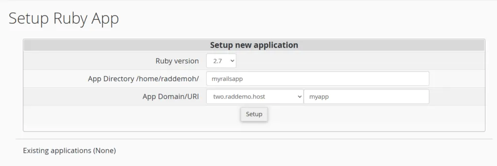 Setup ruby app