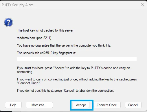 Accept Putty Security Alert To Add Host Key To Client Cache Accept putty security alert to add host key to client cache