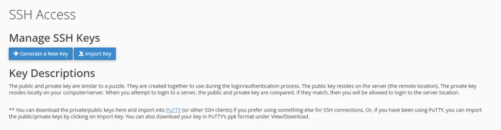 Generate New Key Pair Or Import Existing Key For Ssh Access In Cpanel Generate new key pair or import existing key for ssh access in cpanel