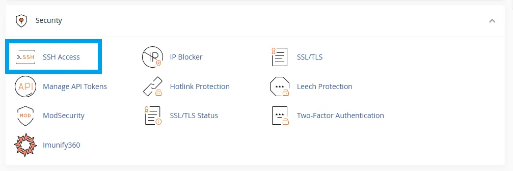 Navigate To &Quot;Ssh Access&Quot; In Cpanel Account Navigate to "ssh access" in cpanel account