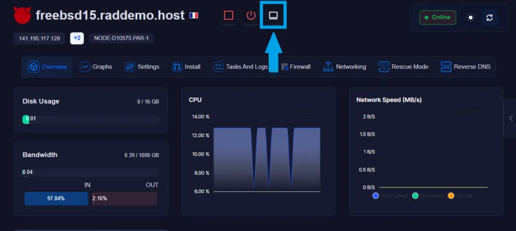 Launch A Freebsd 15 Vps Server Image 1 Click vnc console - launch a freebsd 15 vps