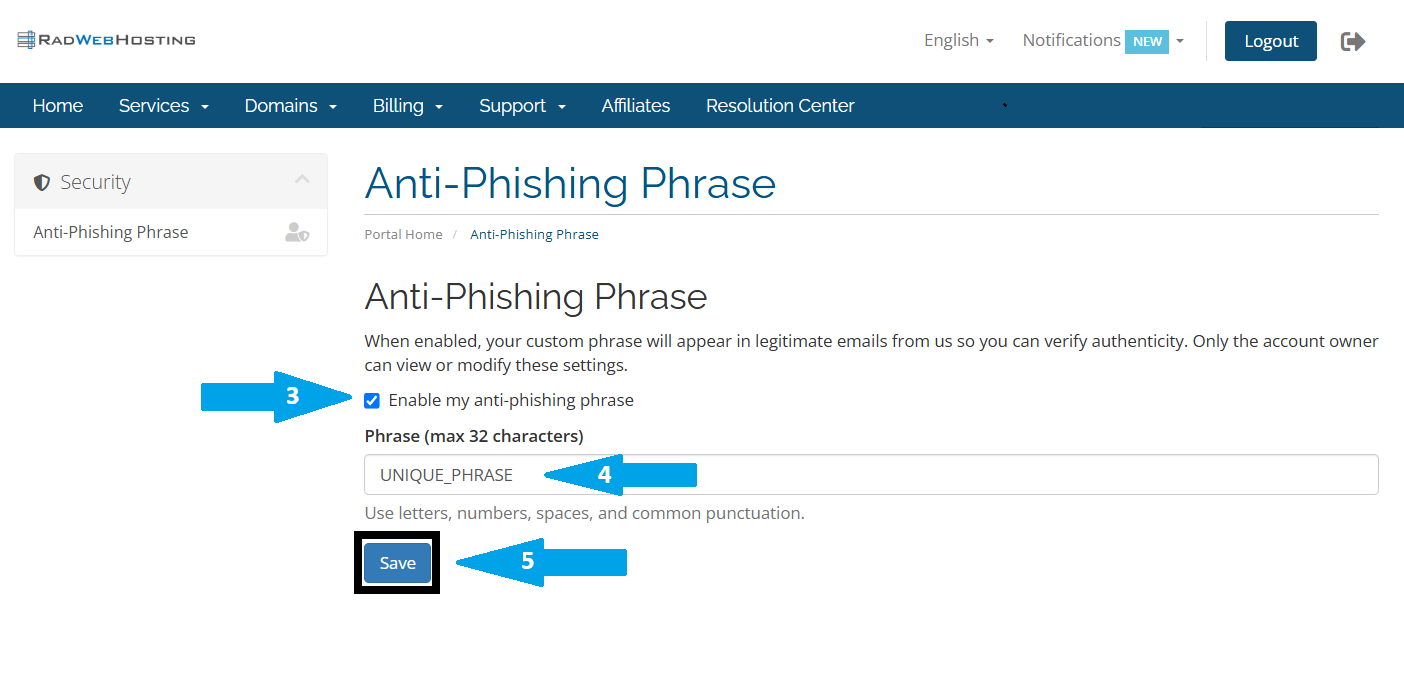 New Anti-Phishing Security Setting Now Available In Client Area - Rad ...