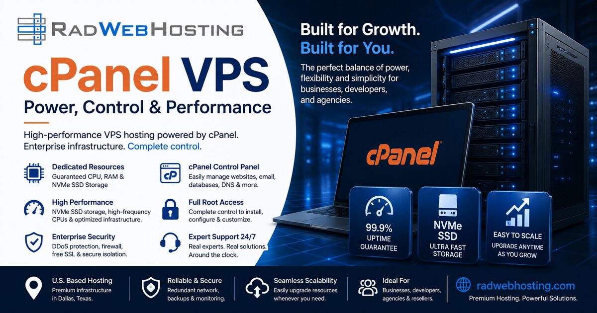 Rad web hosting delivers high-performance cpanel vps hosting with enterprise infrastructure and expert management
