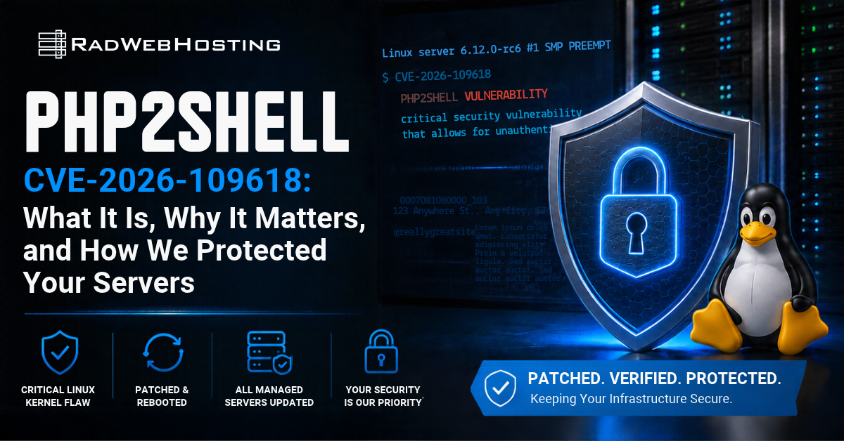 Rad web hosting completes critical security updates across all managed cpanel servers